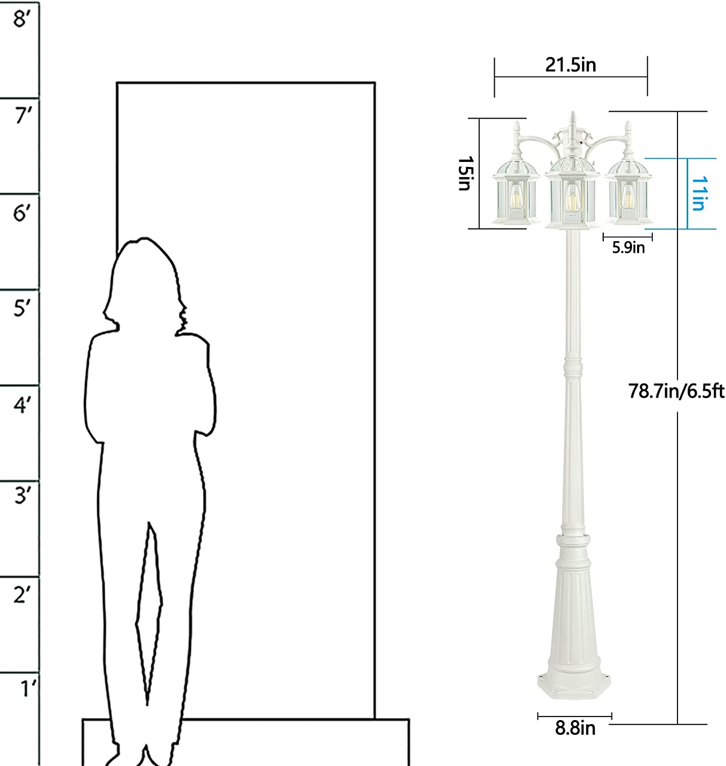 PARTPHONER 3 Head Dusk to Dawn Outdoor Post Light Birdcage