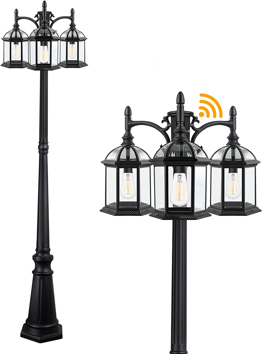 PARTPHONER 3 Head Dusk to Dawn Outdoor Post Light Birdcage