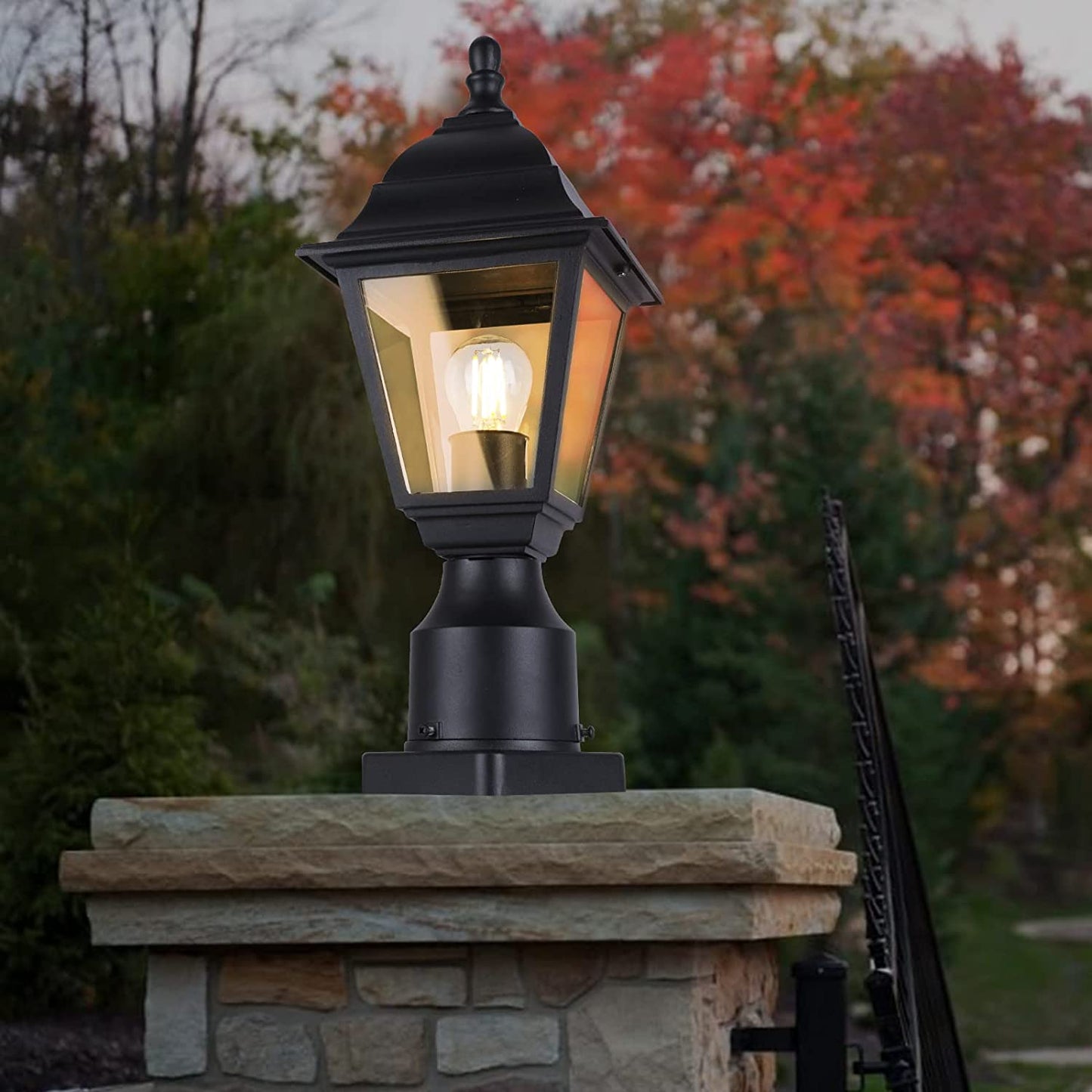 PARTPHONER Aluminum Outdoor Post Lights Dusk to Dawn 2 Pack, Black