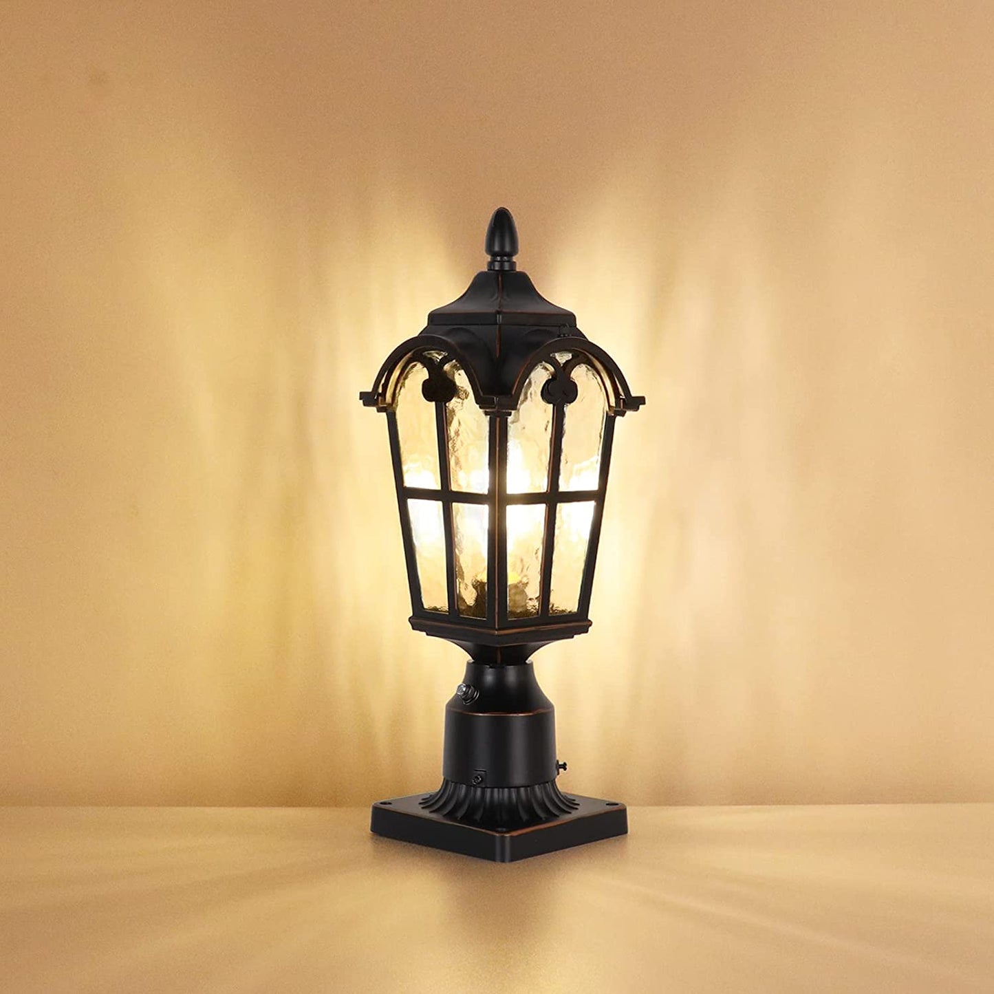 PARTPHONER Dusk to Dawn Black Roman Outdoor Post Light
