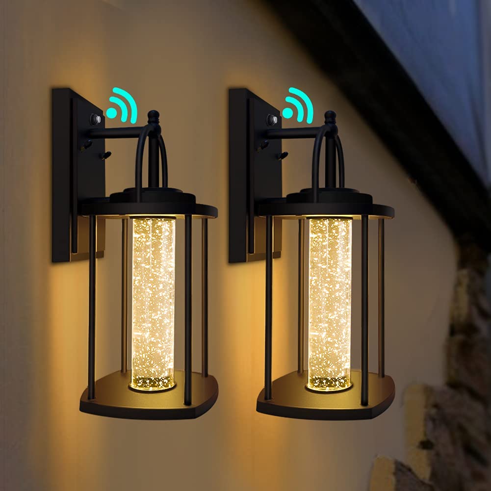 PARTPHONER Modern Crystal Bubble Glass Dusk to Dawn Wall Mount 2 Pack