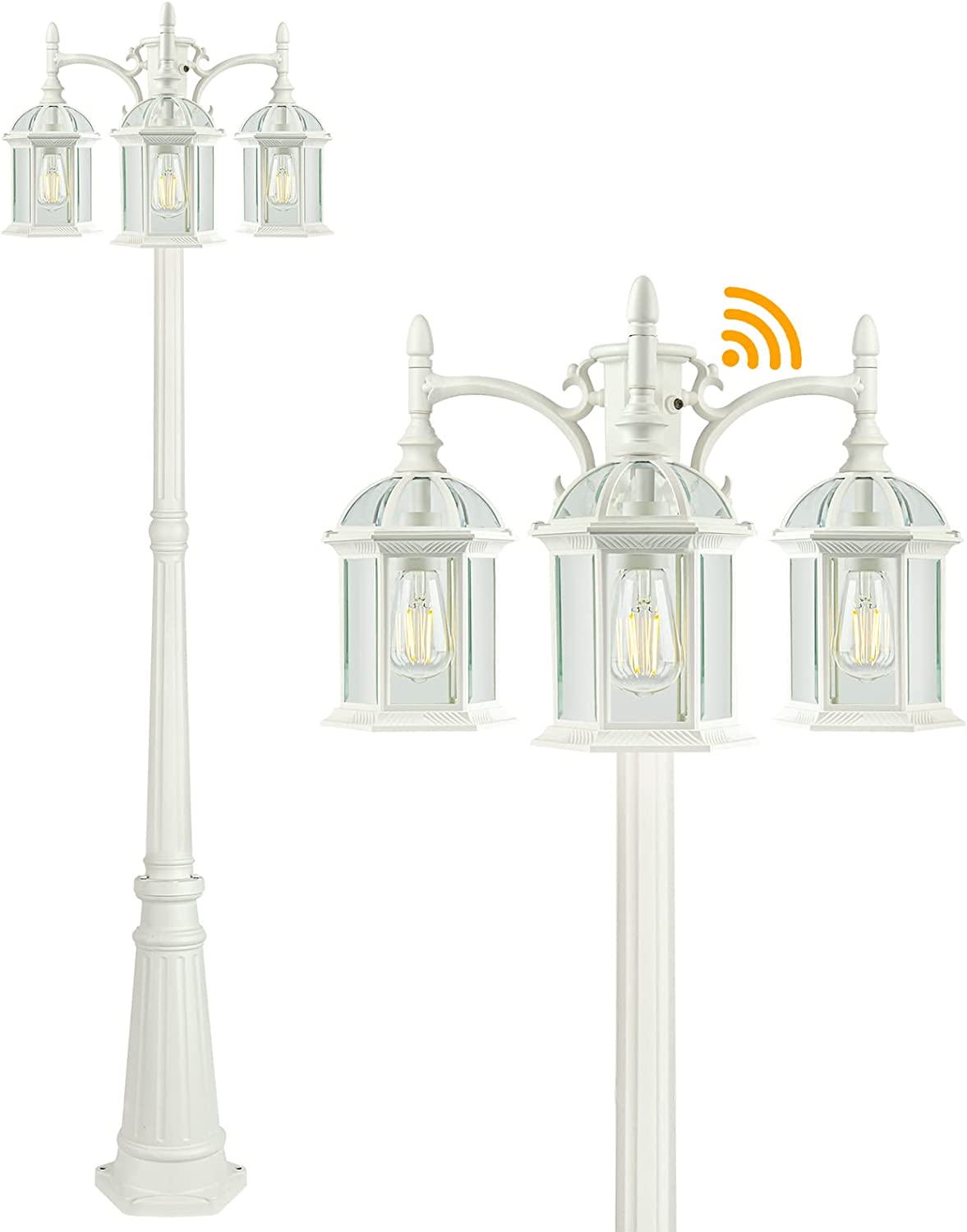 PARTPHONER 3 Head Dusk to Dawn Outdoor Post Light Birdcage