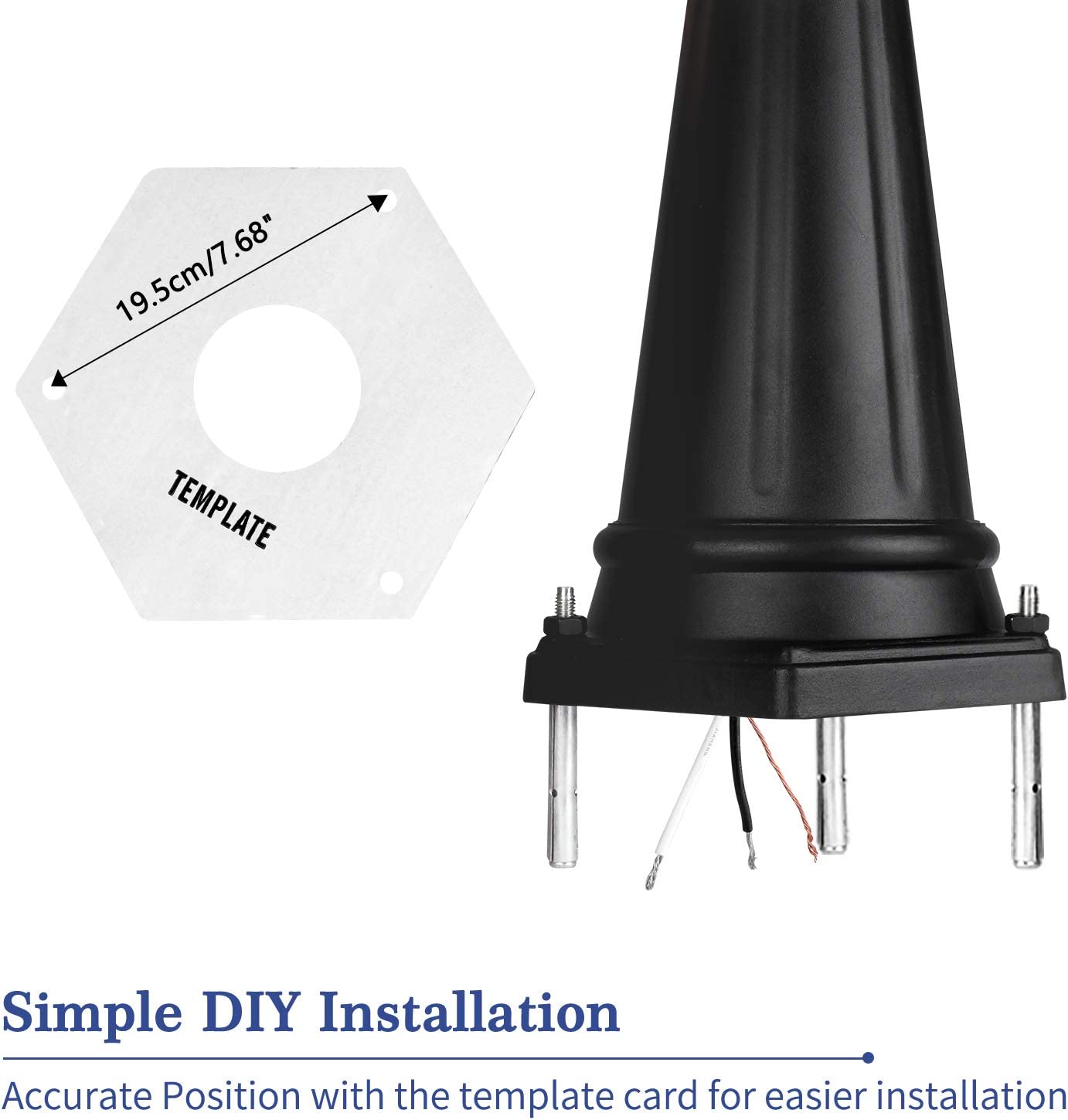 PARTPHONER 3-Head Classic Black Post Light with Clear Glass Panels