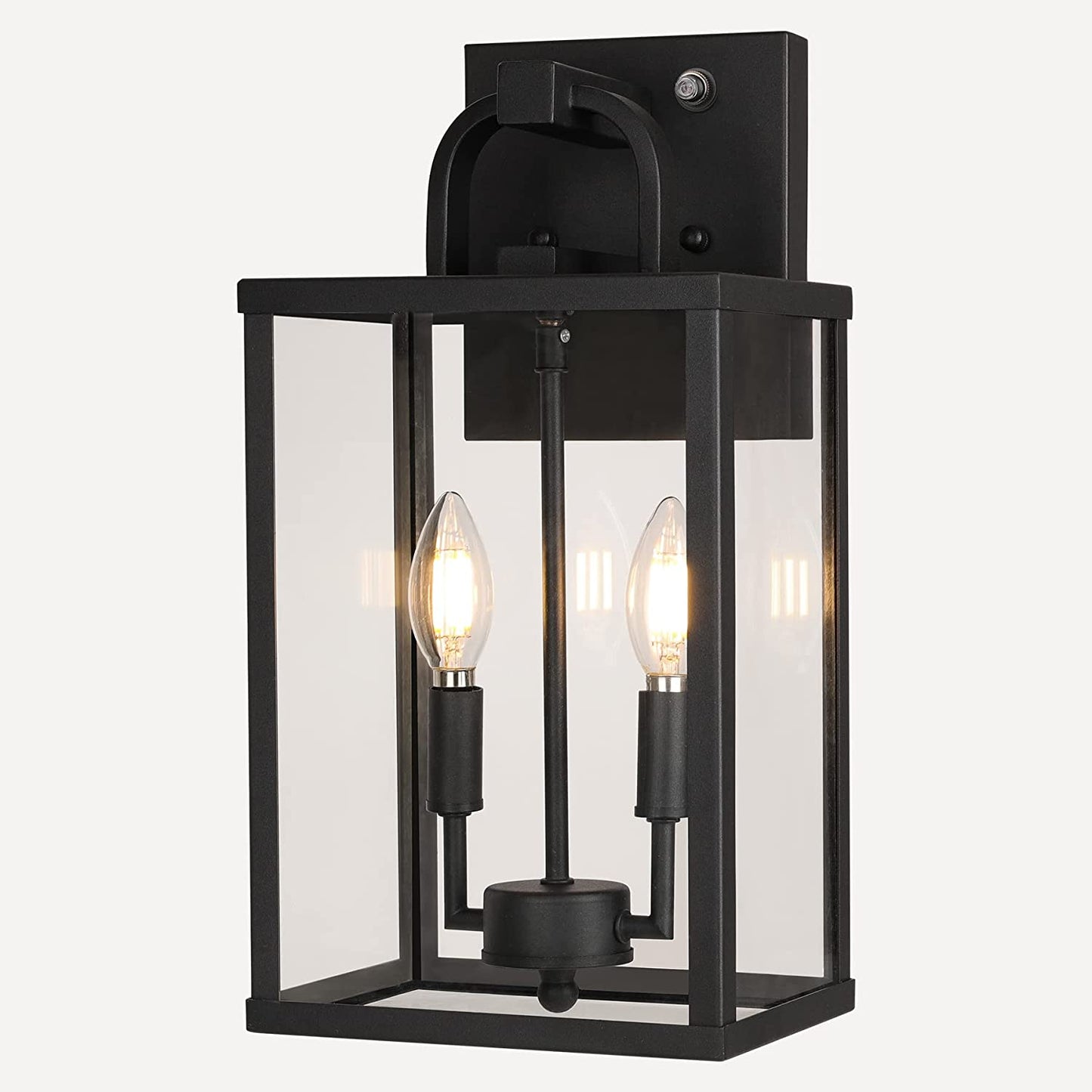 PARTPHONER Large Clear Glass Outdoor Light Fixutre 2-Light, Dusk to Dawn