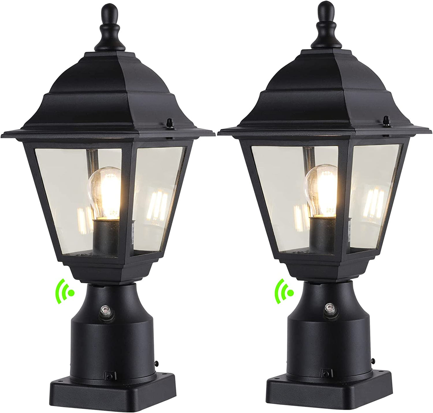 PARTPHONER Aluminum Outdoor Post Lights Dusk to Dawn 2 Pack, Black