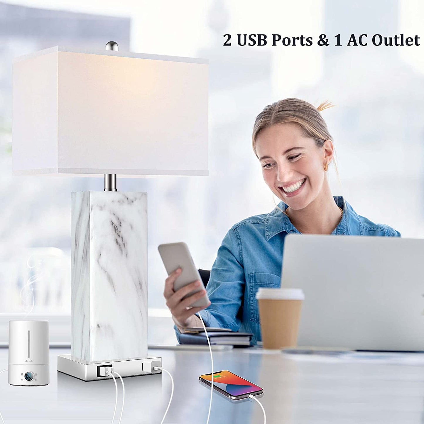 PARTPHONER Modern Ceramic Table Lamps Set of 2