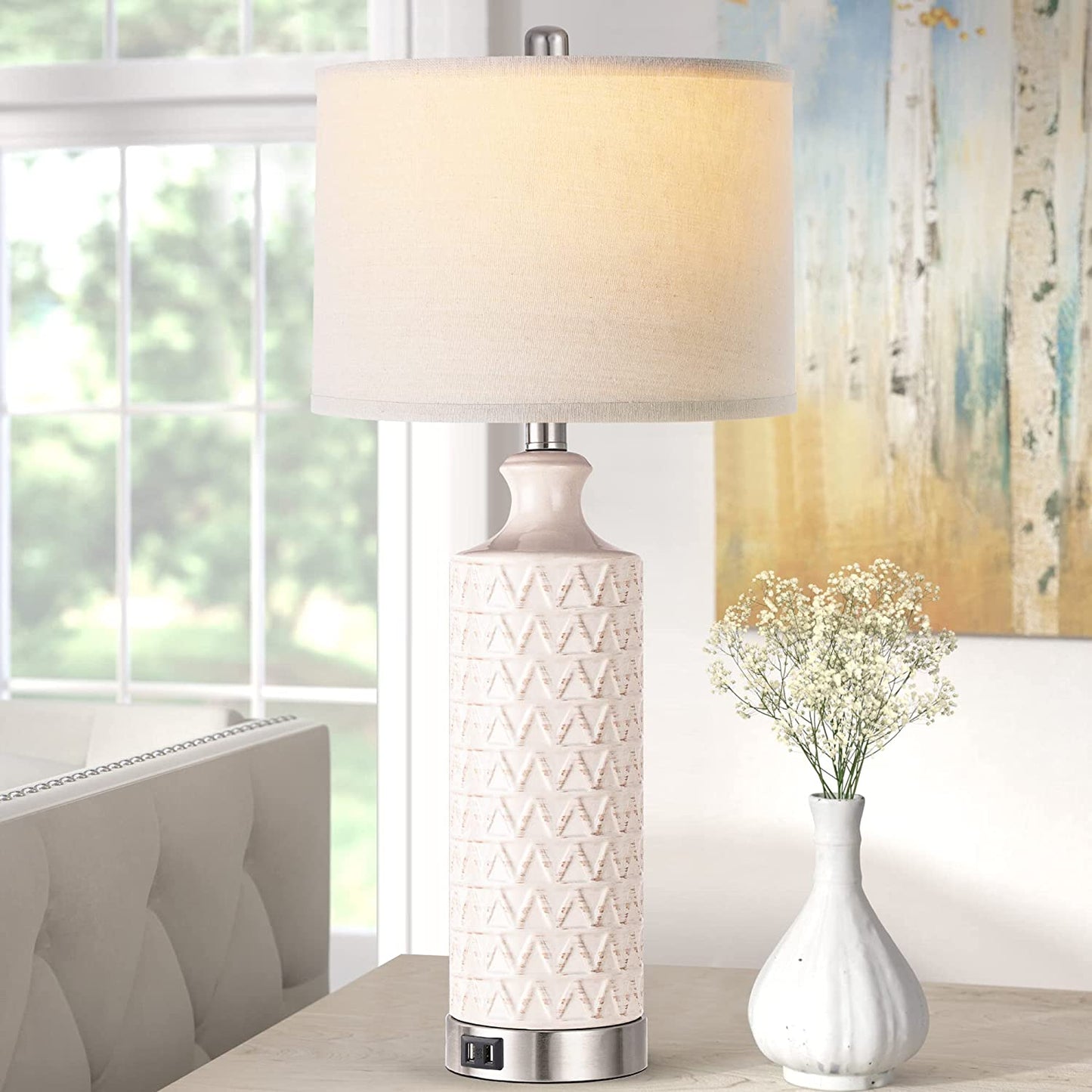 PARTPHONER Modern Contemporary Ceramic Table Lamp Set of 2