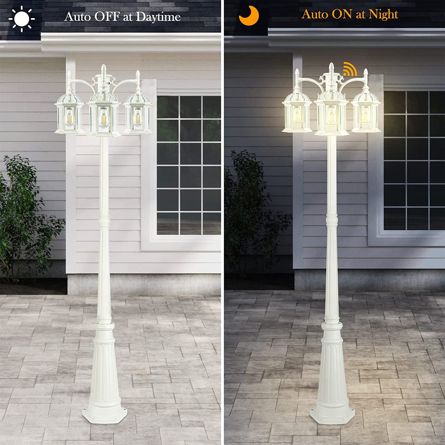 PARTPHONER 3 Head Dusk to Dawn Outdoor Post Light Birdcage