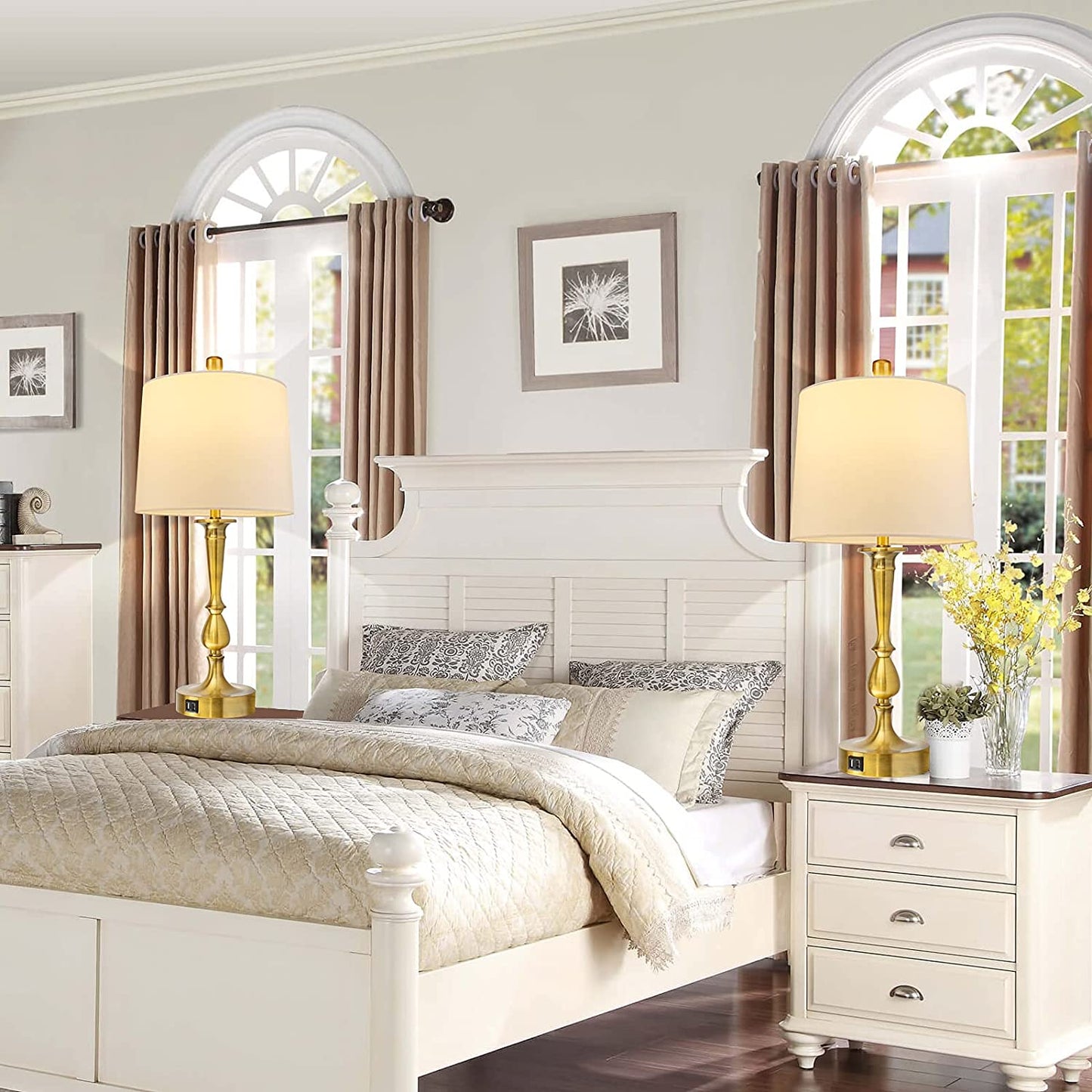 PARTPHONER Modern Nickel Finish Table Lamps Set of 2