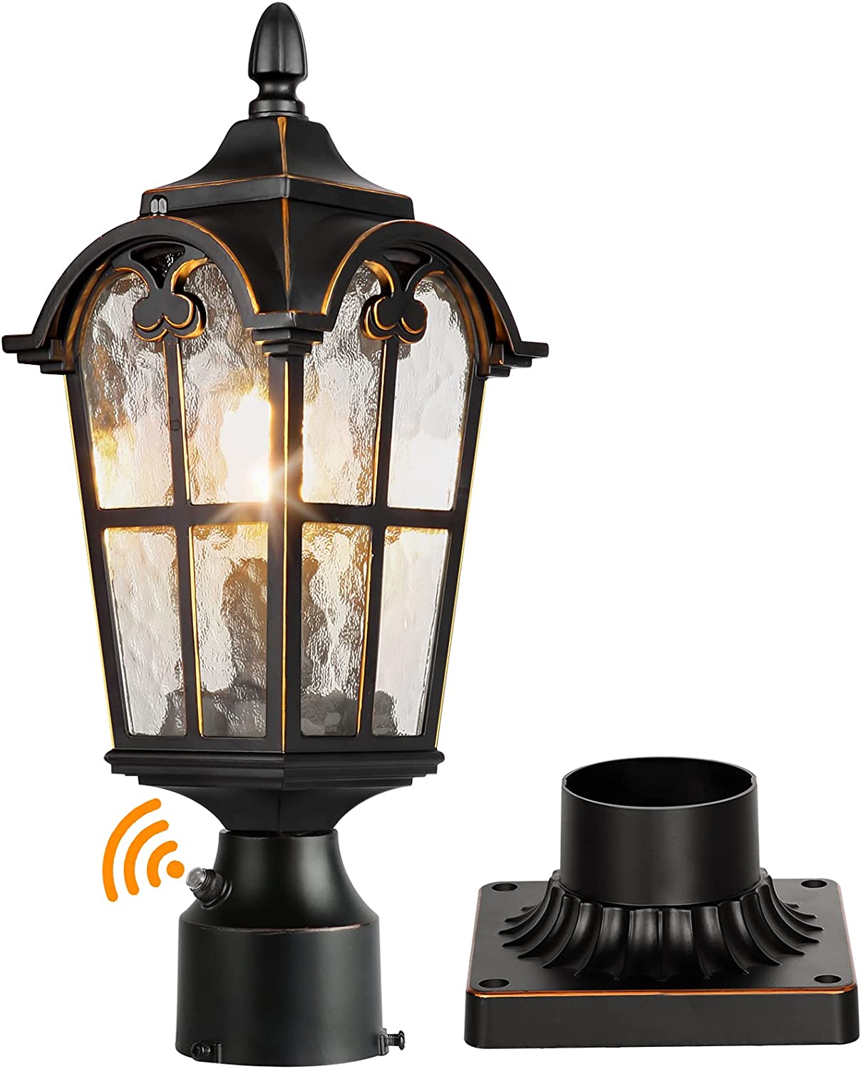 PARTPHONER Dusk to Dawn Black Roman Outdoor Post Light