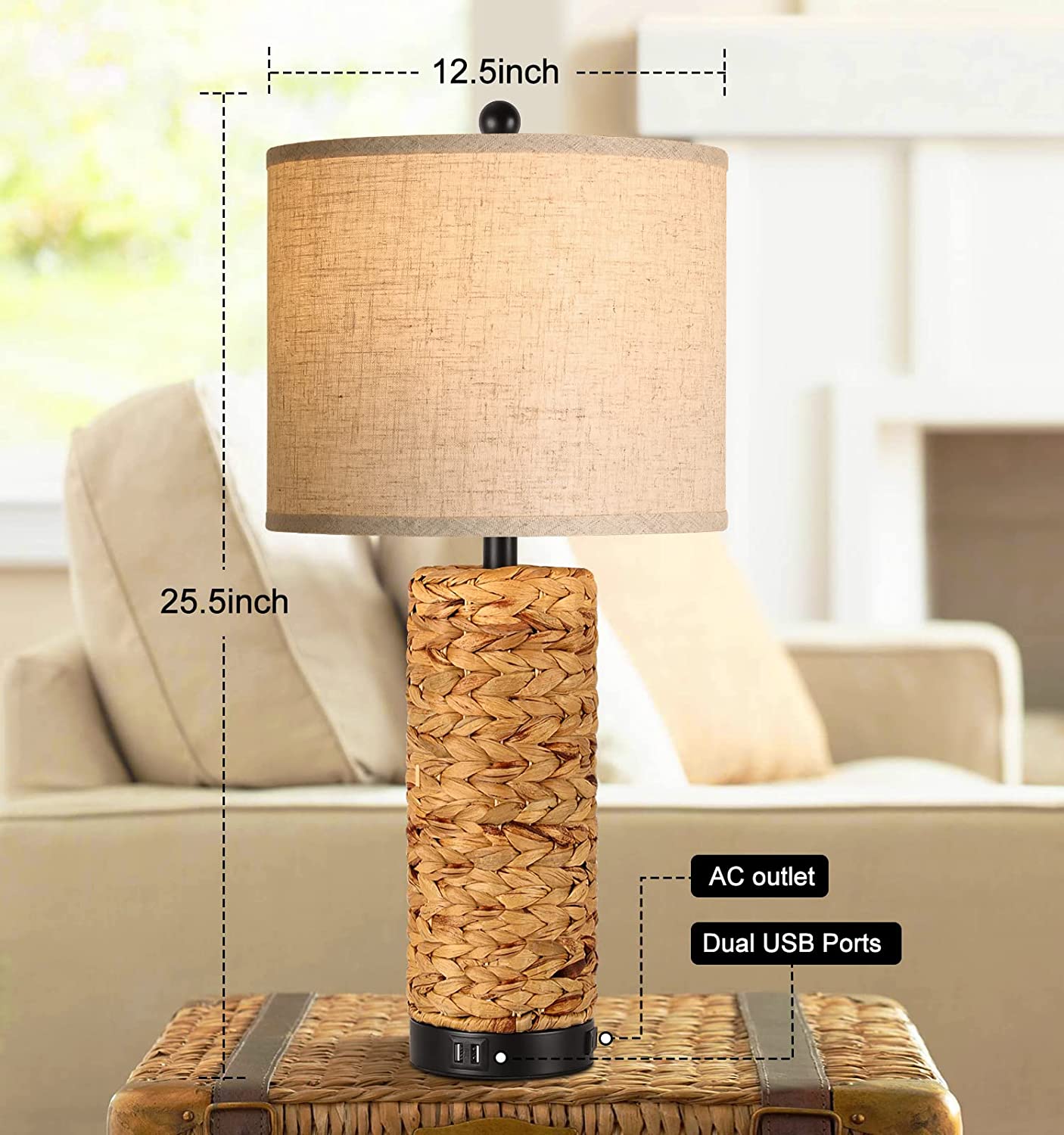 Hamucd Coastal Sea Grass Table Lamps Set of 2