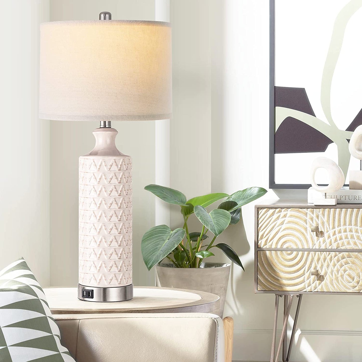 PARTPHONER Modern Contemporary Ceramic Table Lamp Set of 2