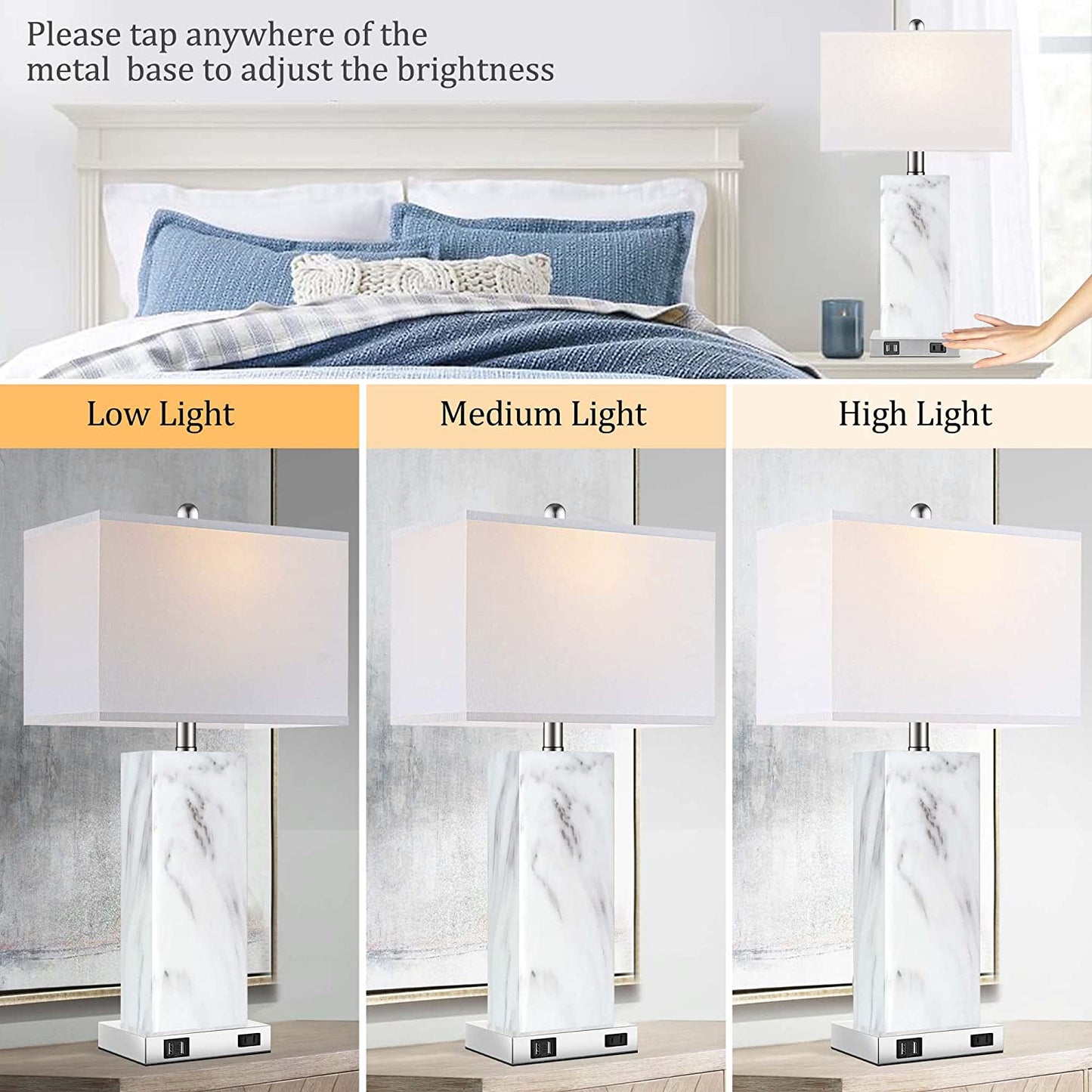 PARTPHONER Modern Ceramic Table Lamps Set of 2