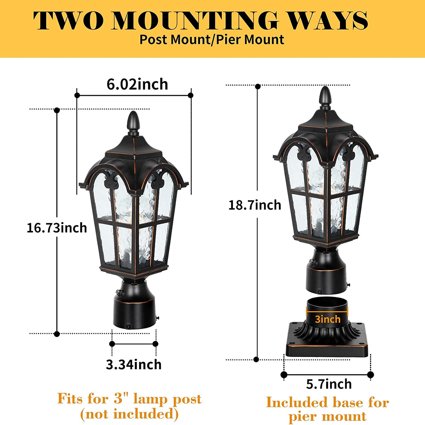 PARTPHONER Dusk to Dawn Black Roman Outdoor Post Light