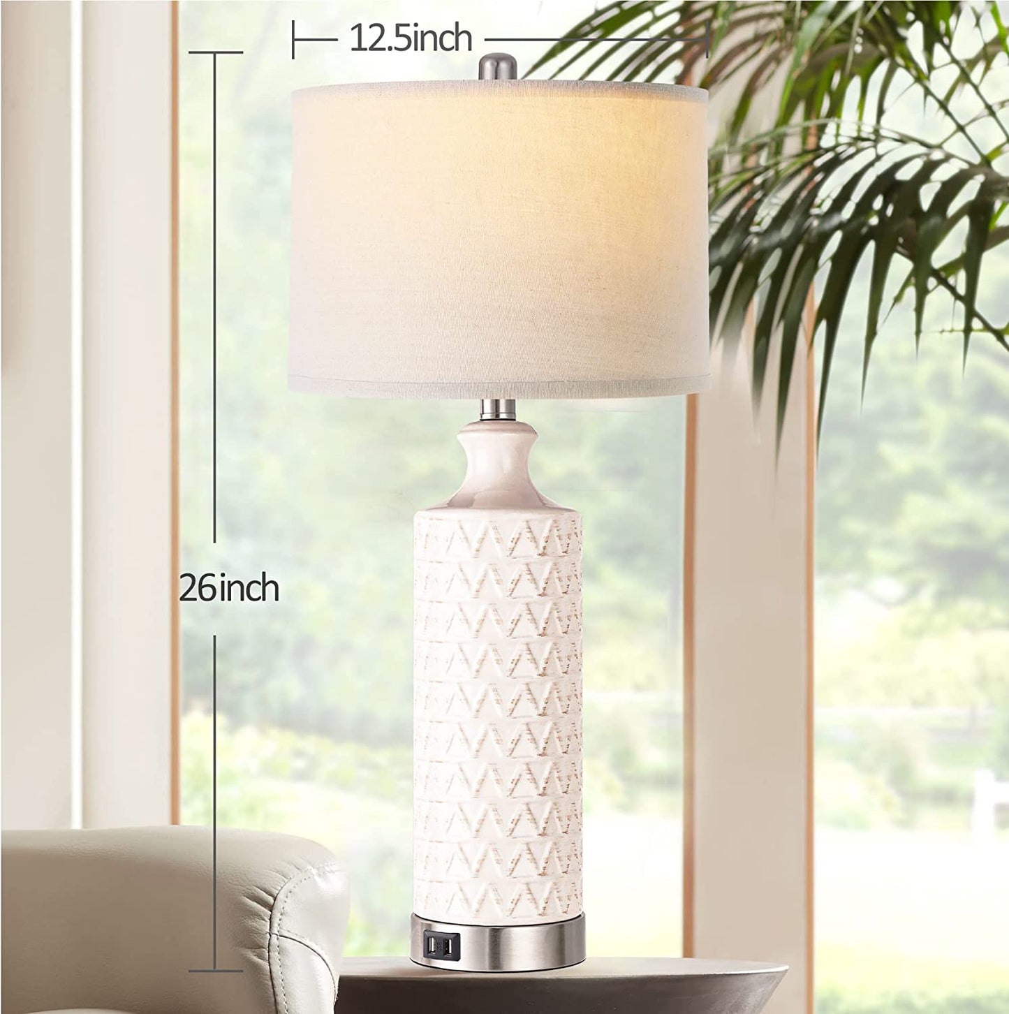 PARTPHONER Modern Contemporary Ceramic Table Lamp Set of 2