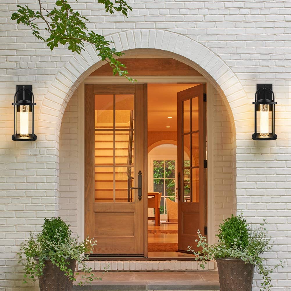 PARTPHONER Modern Crystal Bubble Glass Dusk to Dawn Wall Mount 2 Pack