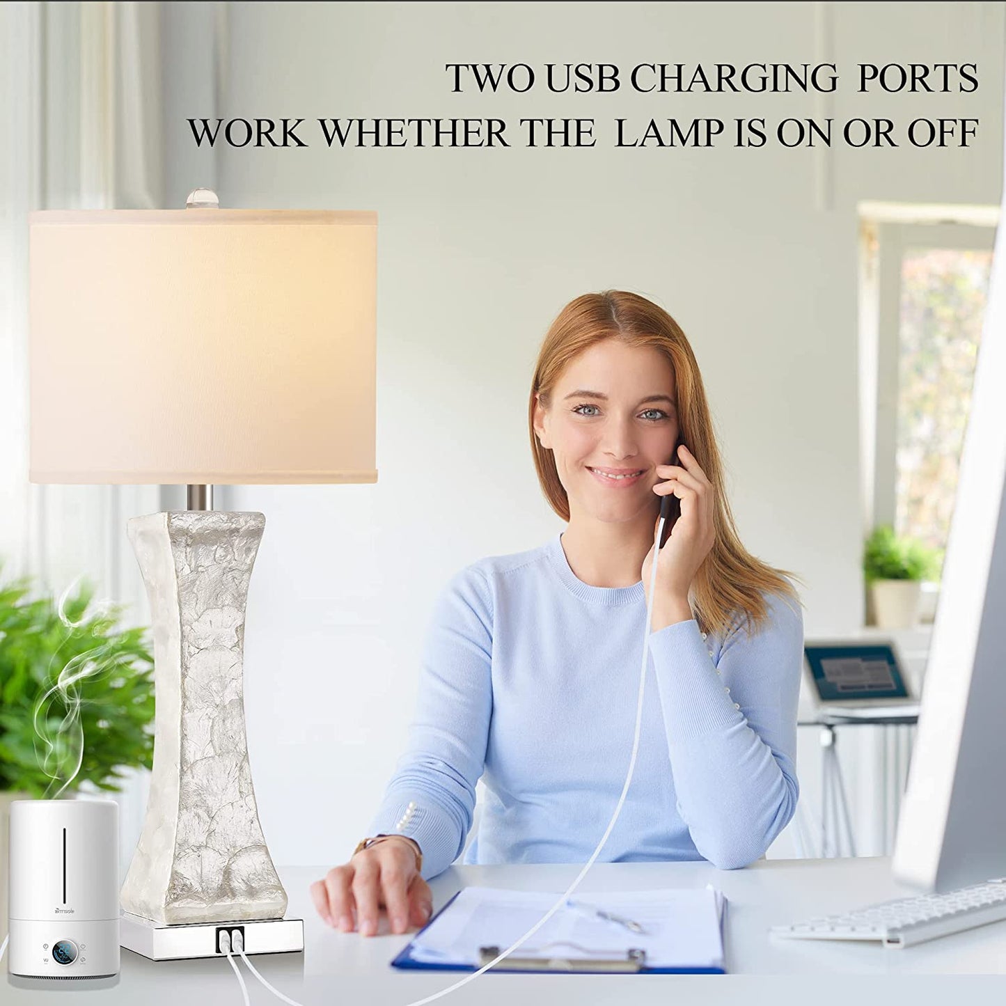 PARTPHONER 28'' Tall Coastal White Table Lamps Set of 2