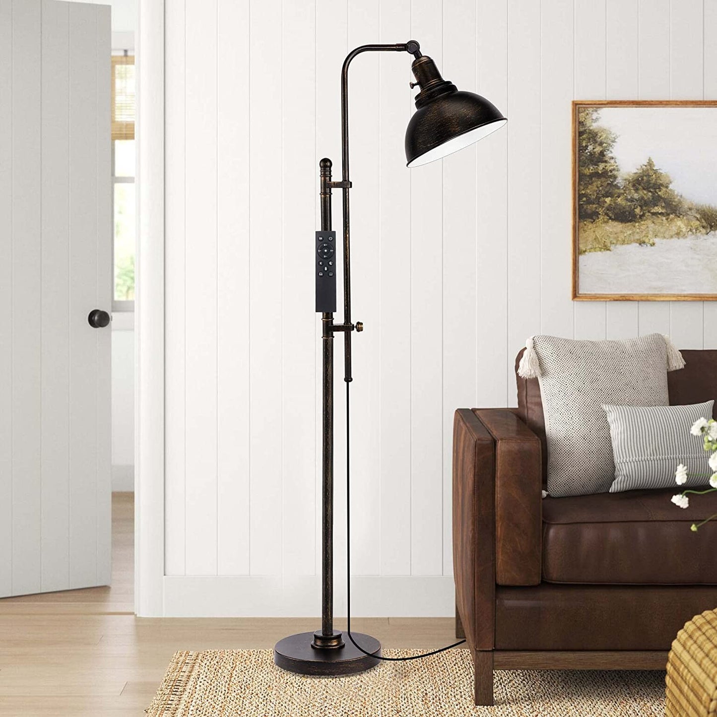 PARTPHONER Adjustable Industrial Floor Lamp in Aged Black Finish