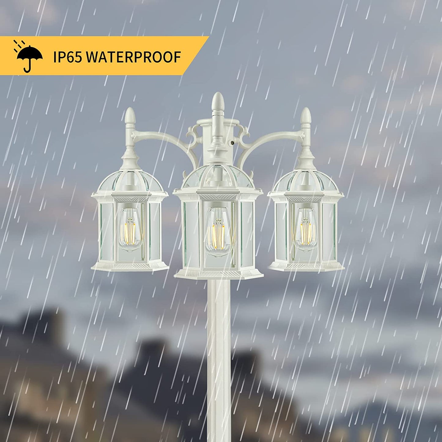 PARTPHONER 3 Head Dusk to Dawn Outdoor Post Light Birdcage