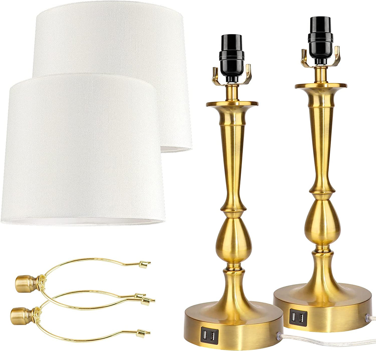 PARTPHONER Modern Nickel Finish Table Lamps Set of 2