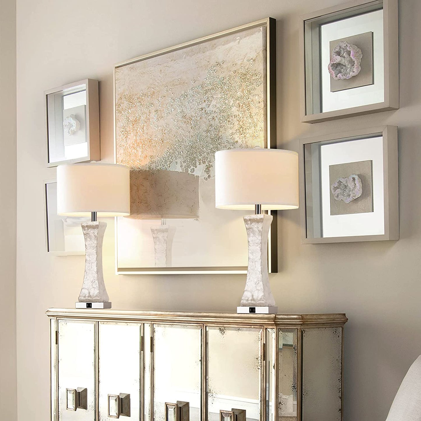 PARTPHONER 28'' Tall Coastal White Table Lamps Set of 2