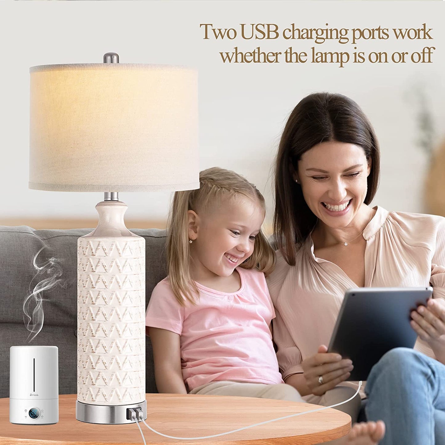 PARTPHONER Modern Contemporary Ceramic Table Lamp Set of 2