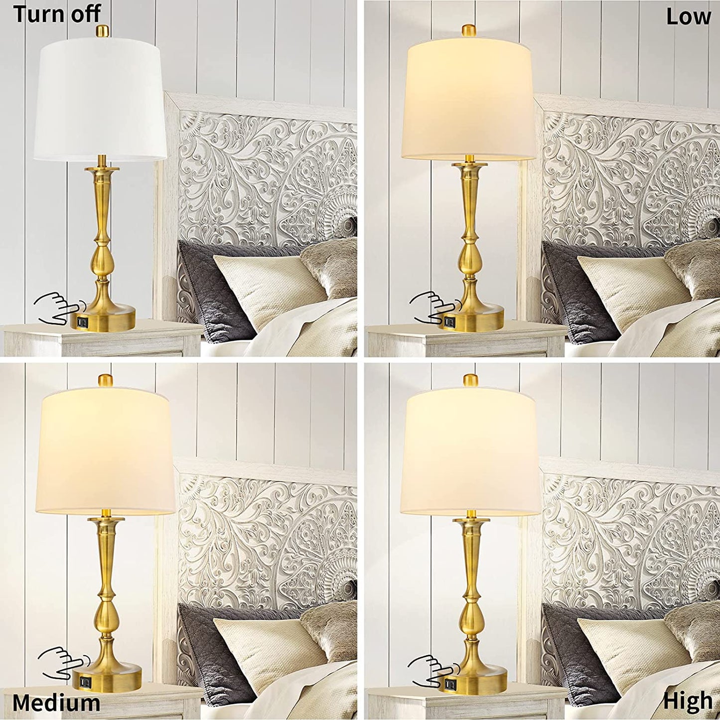 PARTPHONER Modern Nickel Finish Table Lamps Set of 2
