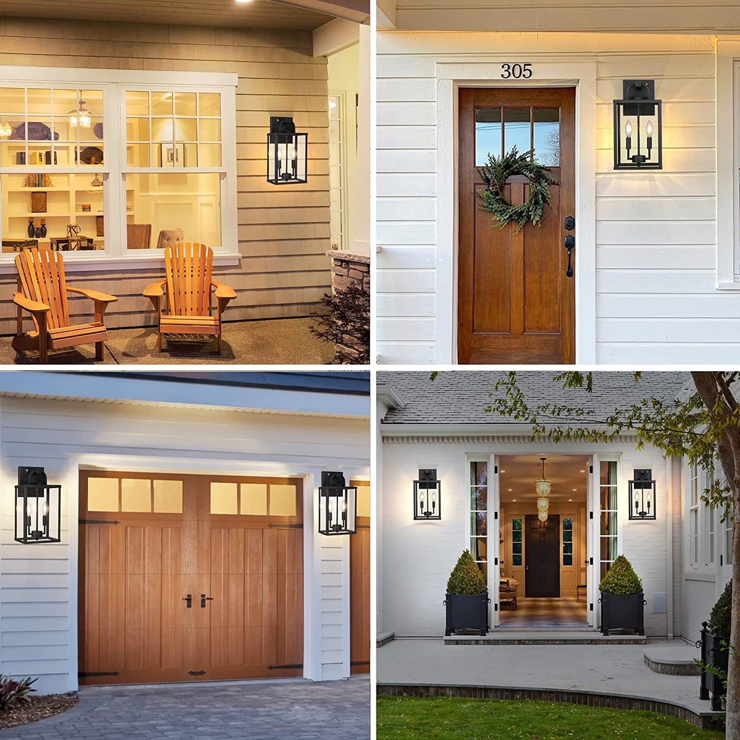 PARTPHONER Large Clear Glass Outdoor Light Fixutre 2-Light, Dusk to Dawn