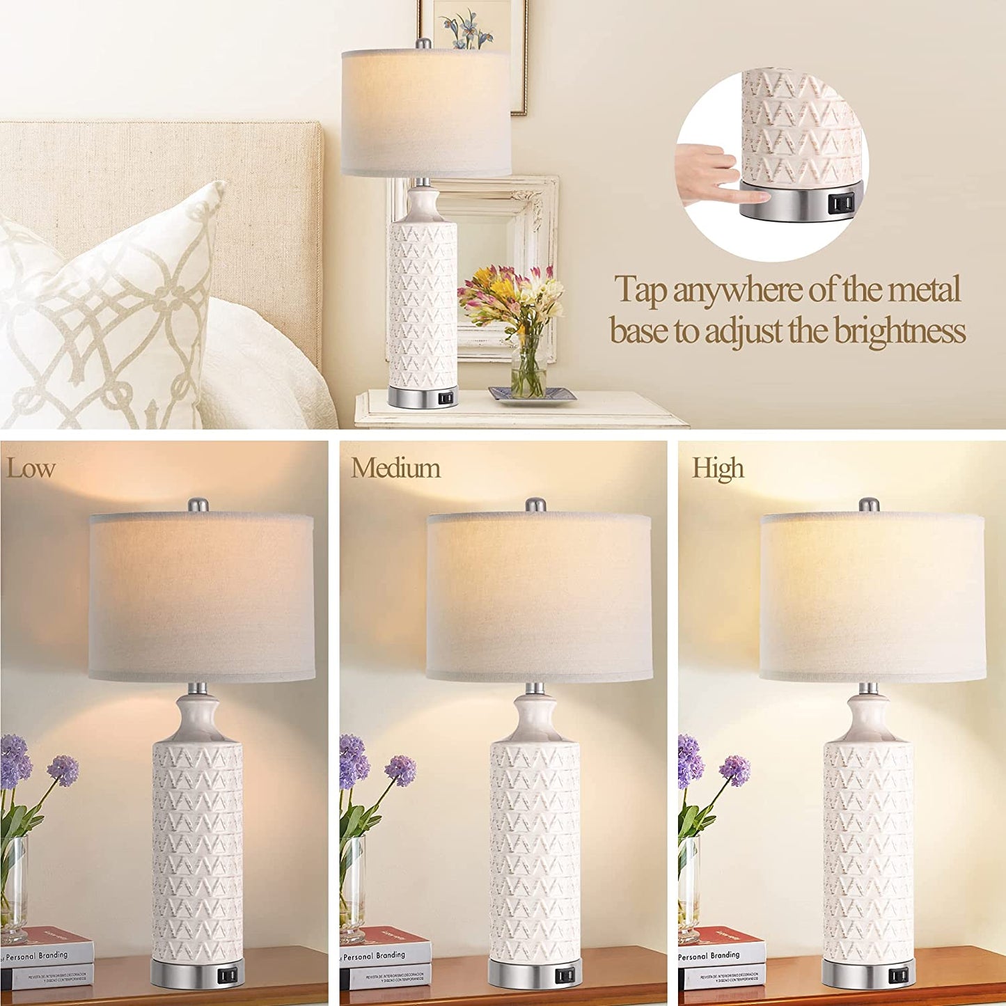PARTPHONER Modern Contemporary Ceramic Table Lamp Set of 2