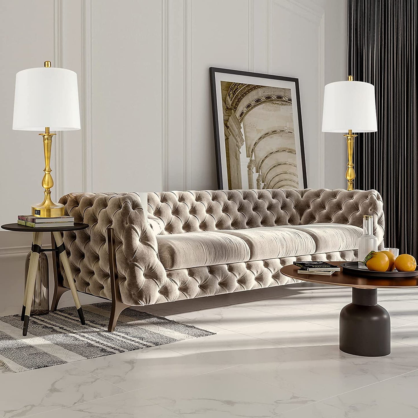 PARTPHONER Modern Nickel Finish Table Lamps Set of 2