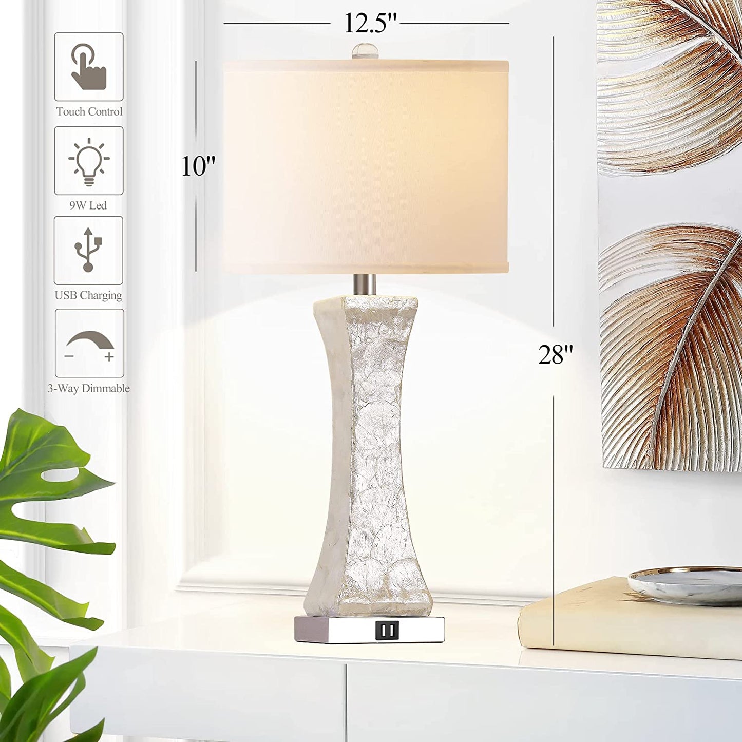 PARTPHONER 28'' Tall Coastal White Table Lamps Set of 2