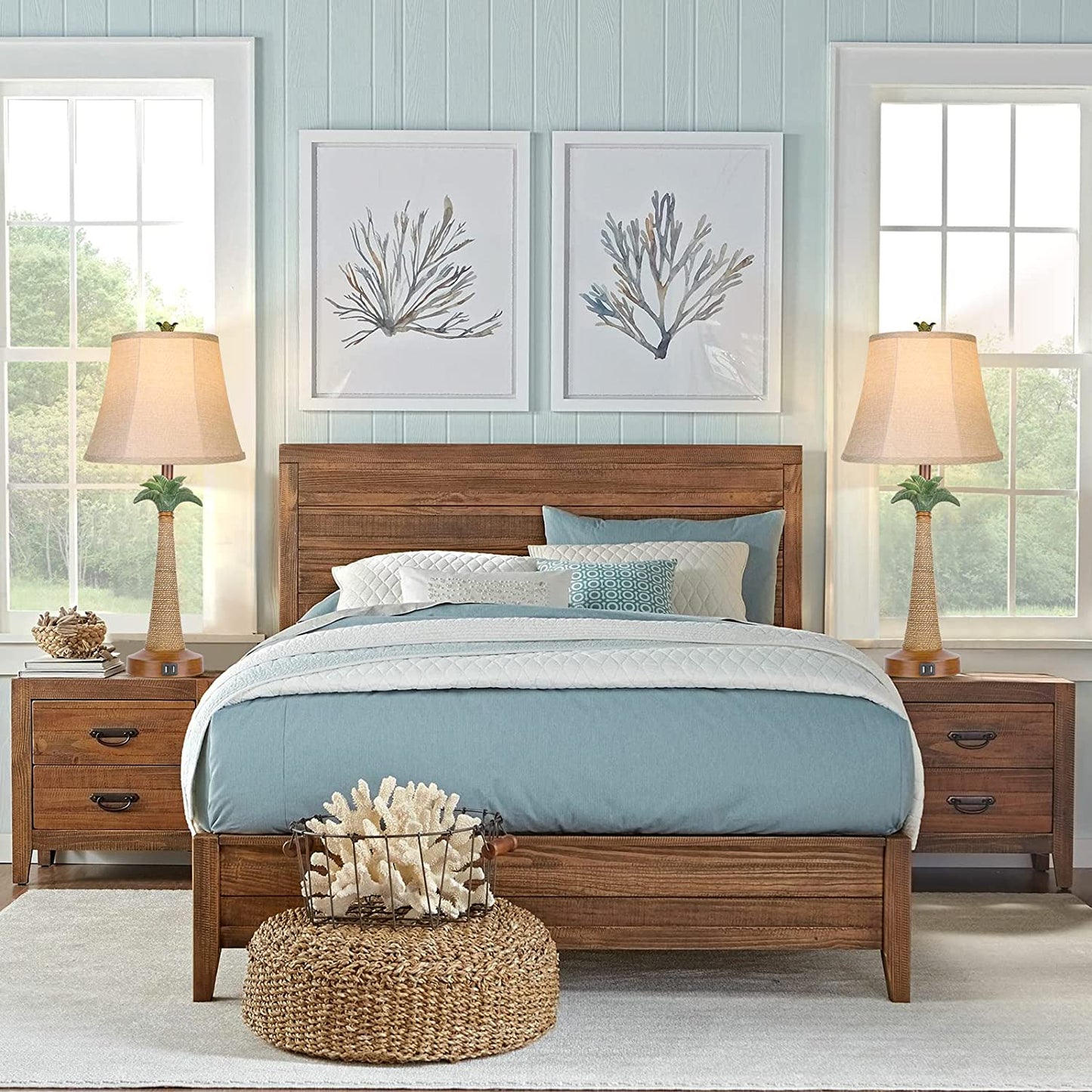 Hamucd Coastal Beach Palm Tree Table Lamps Set of 2