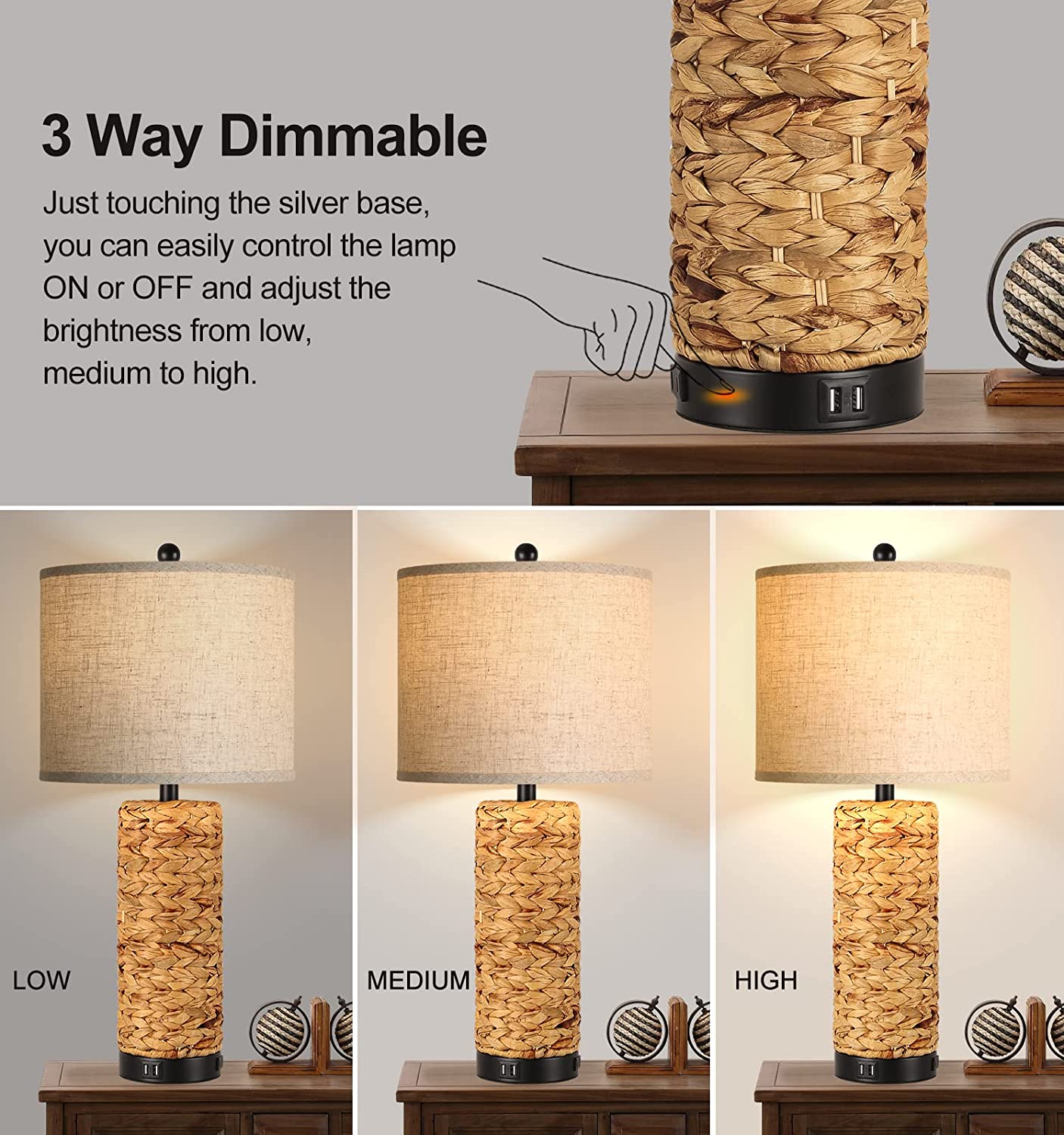 Hamucd Coastal Sea Grass Table Lamps Set of 2