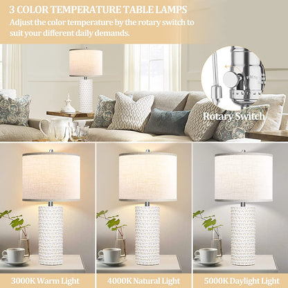 White Coastal Ceramic Table Lamps Set of 2