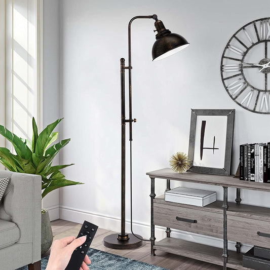 PARTPHONER Adjustable Industrial Floor Lamp in Aged Black Finish