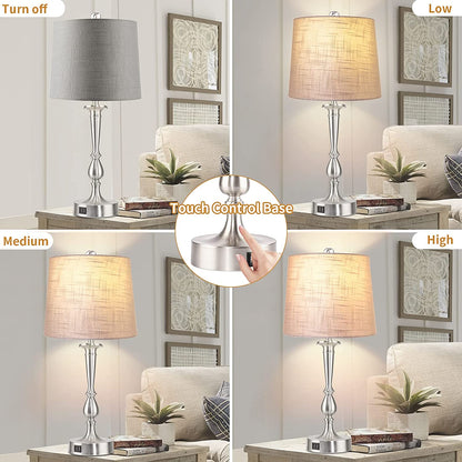 PARTPHONER Modern Nickel Finish Table Lamps Set of 2