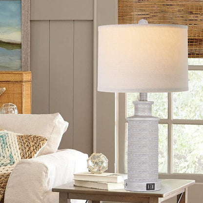 PARTPHONER Gray Rustic Farmhouse Table Lamps Set of 2