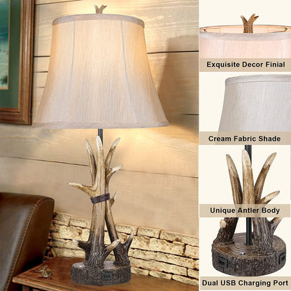Hamucd Rustic Farmhouse Antler Western Table Lamps Set of 2