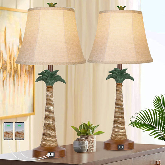 Hamucd Coastal Beach Palm Tree Table Lamps Set of 2